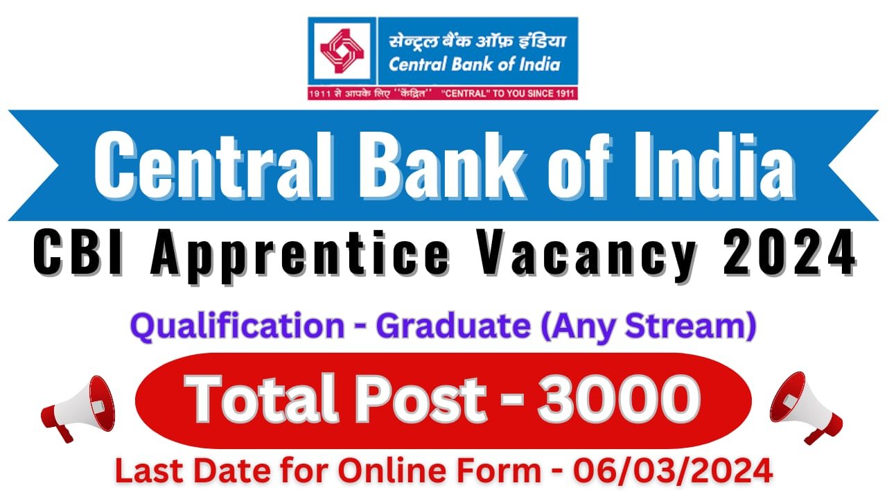 Central bank of India CBI Apprentice Form 2024